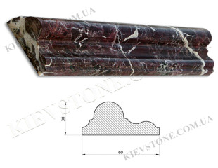 Marble molding Rosso Levanto 30,5x6x3 cm polished