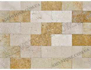 Travertine brushed, yellow mix 5x10x1cm