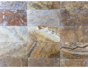 Travertine brushed. multicolor  15.2x30.5x1.2cm