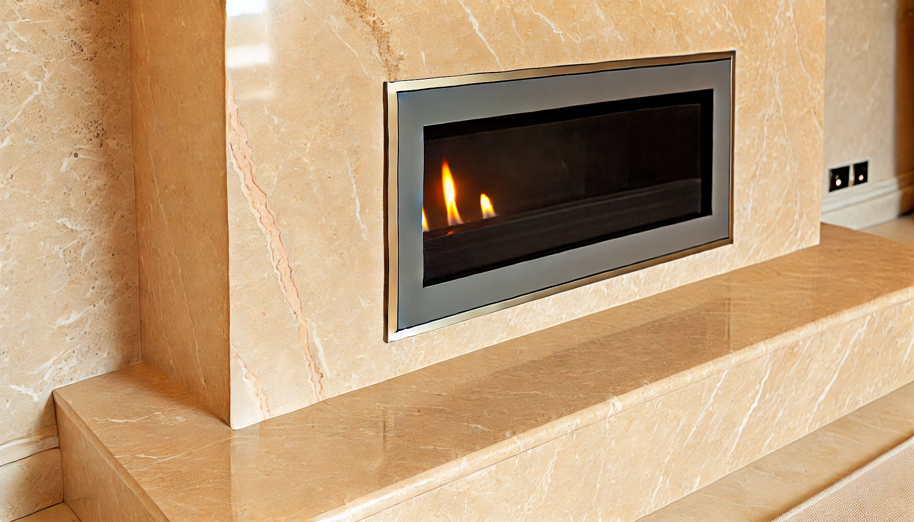 Classic beige marble portal Classic beige marble fireplace portal