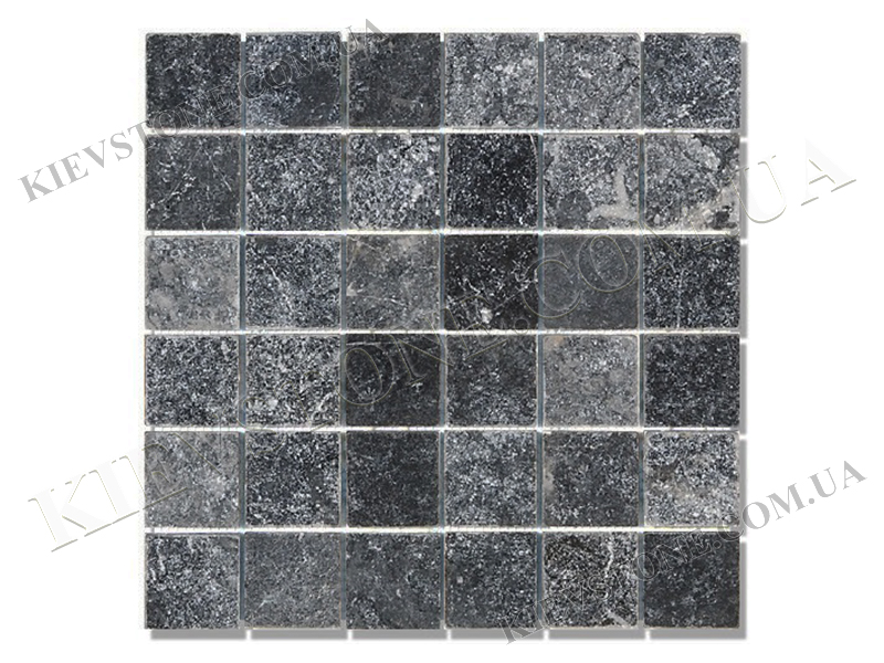 Мозаика из мрамора черного 4,8х4,8х1см окатанная KievStone