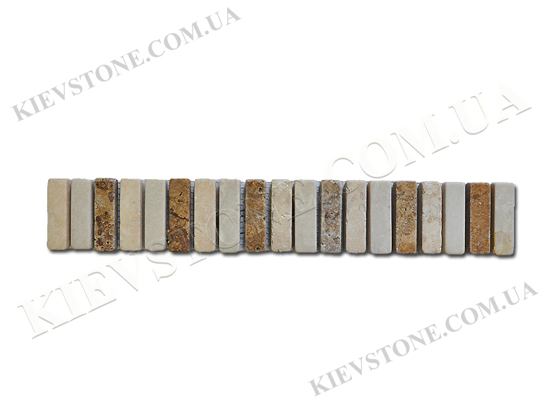 Мозаика из мрамора и травертина 33х5х0,8 см полированная KievStone