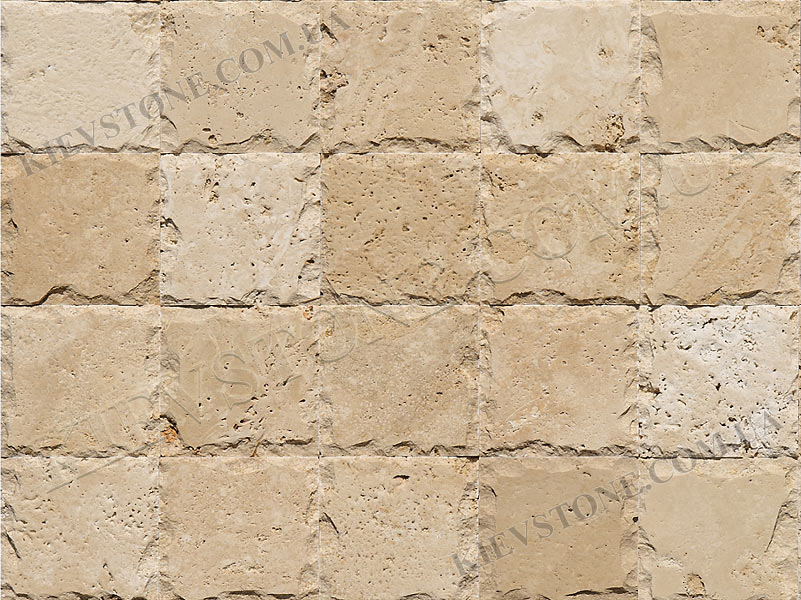 Travertine brushed with split, beige 15х15х1сm KievStone