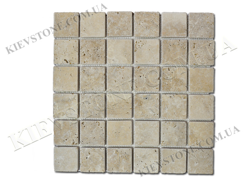 Travertine mosaic 4,8х4,8х1 сm tumbled KievStone