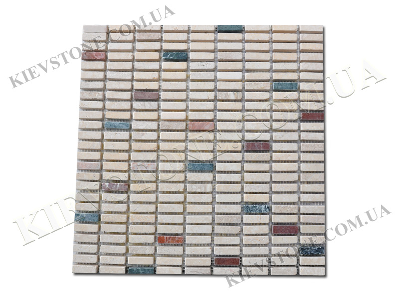 Мозаика из мрамора Color mix 1х3,3х1 см окатанная KievStone