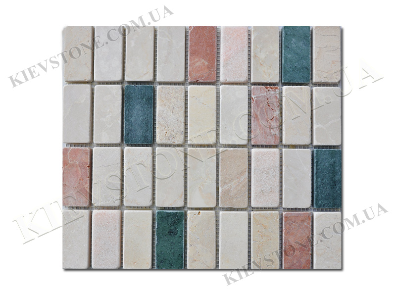 Мозаика из мрамора Color mix 6х3х1 см окатанная KievStone