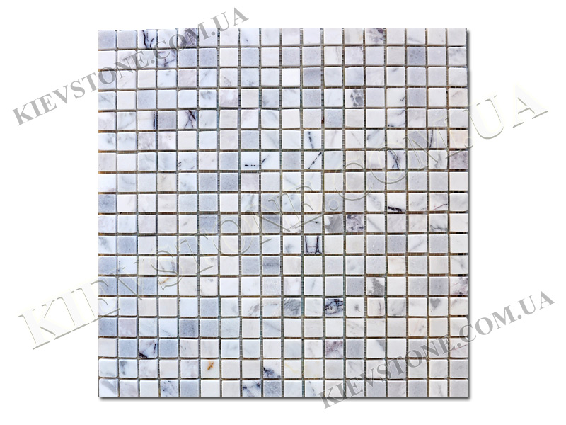Marble mosaic Mix White B.I. 1,5х1,5х0,6 сm polished KievStone