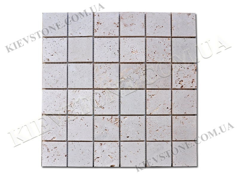Travertine mosaic 4,7х4,7х0,6 сm brushed KievStone