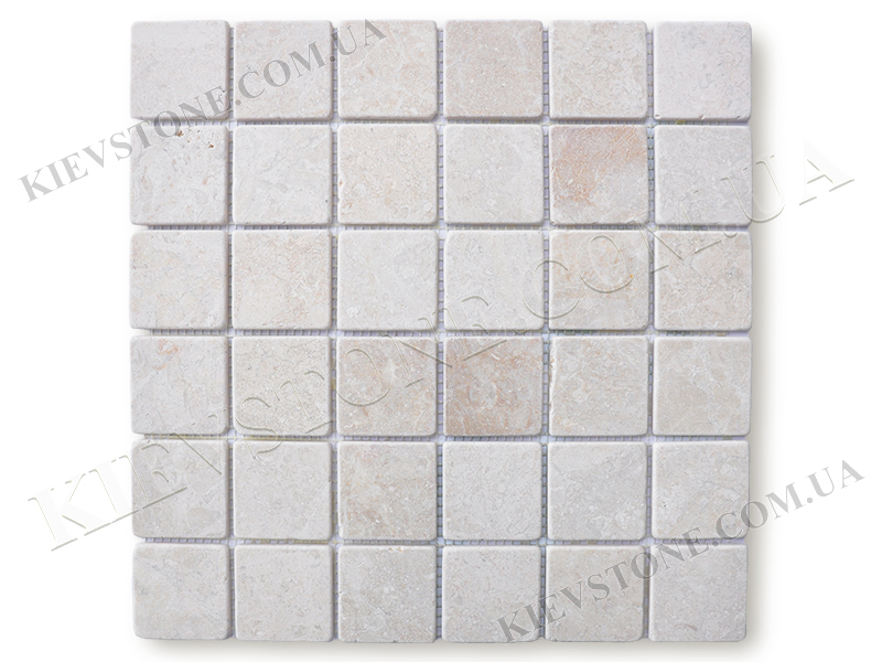 Мозаика из мрамора Victory Beige 4,7х4,7х0,6см окатанная KievStone