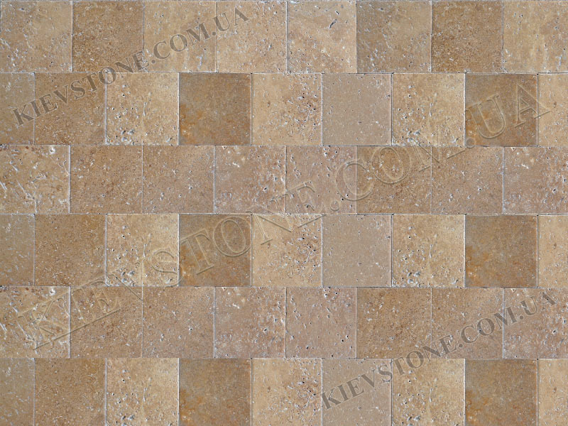 Travertine brushed, brown 10x10x1cm KievStone