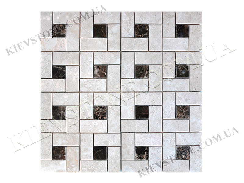 Мозаика из мрамора Victoria beige & Emperador dark 4,7х2,3х0,6 см полированная KievStone