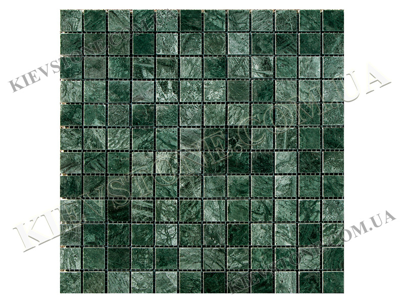 Marble mosaic Indian Green 2,3х2,3х0,6 сm polished KievStone