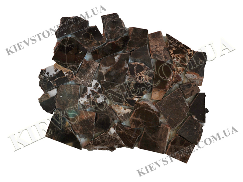 Мозаика из мрамора Dark Mix хаотичная полированная KievStone