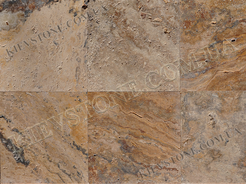 Travertine brushed, multicolor 30.5x30.5x1.2cm KievStone