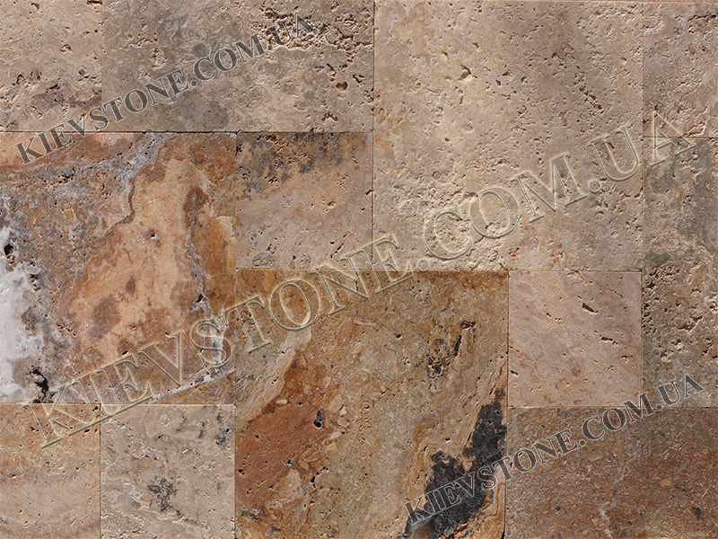 Travertine brushed, multicolor, mix 10*10, 10*20, 20*20 сm KievStone