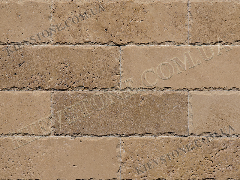Travertine brushed with split, brown 15х45х1.2сm KievStone
