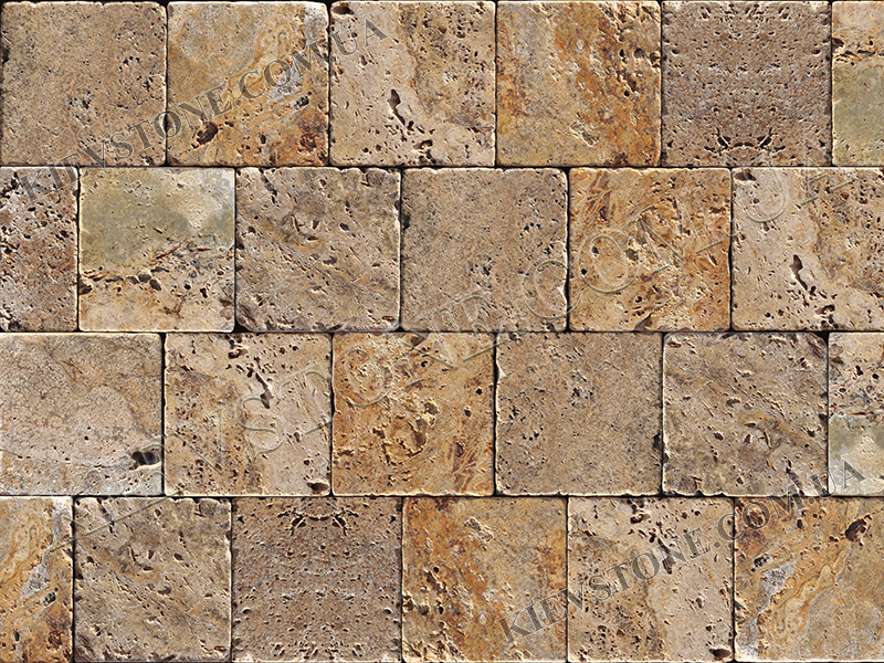 Travertine tumbled, multicolor 15.25х15.25х1 сm KievStone
