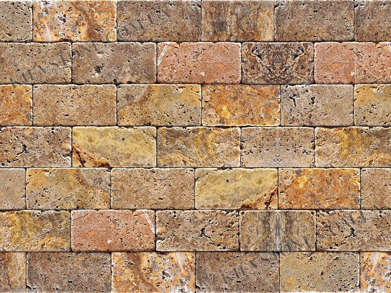 Travertine tumbled, multicolor 7.5х15х1.2 сm KievStone