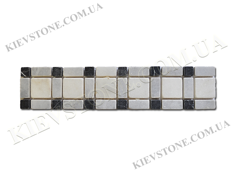 Мозаика из мрамора Toros white&black 30,5х6,5х0,8 см полированная KievStone