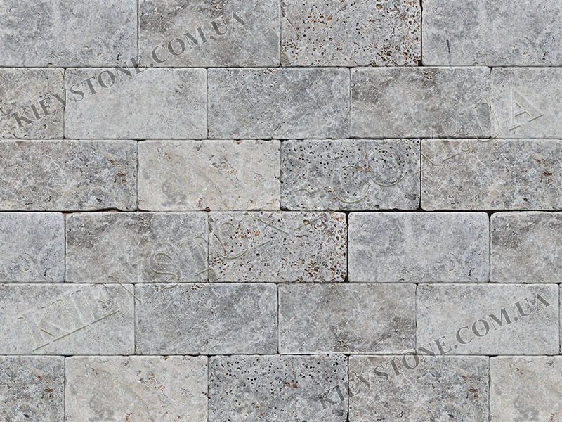 Travertine tumbled, grey 10х20х1.2 сm KievStone