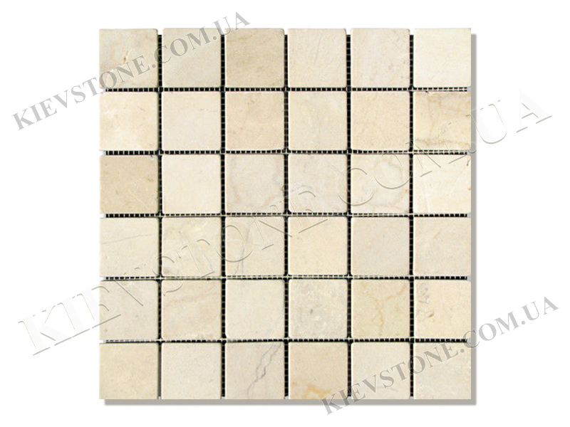 Мозаика из мрамора бежевого 4,7х4,7х0,6см окатанная KievStone
