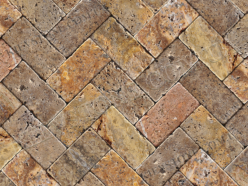Travertine tumbled, multicolor 10х20х1 сm KievStone