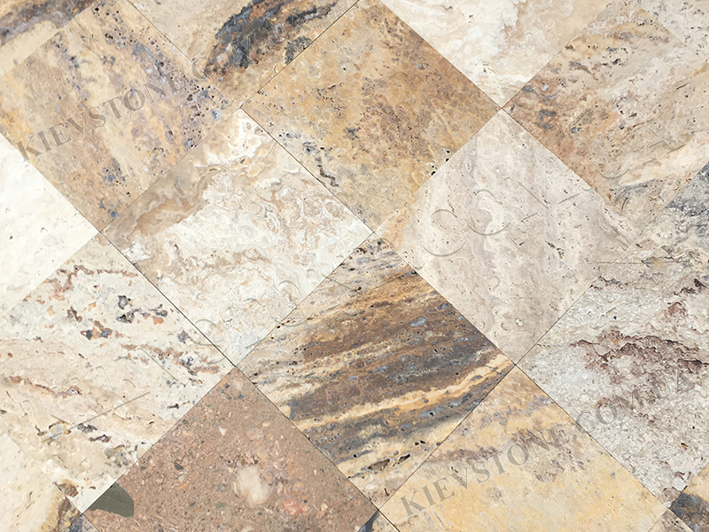 Travertine brushed, multicolor 15.2x15.2x1.2cm KievStone
