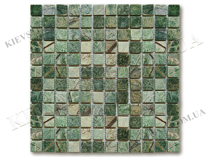 Мозаика из мрамора Bidasar Green 2,3х2,3х0,6 см окатанная KievStone