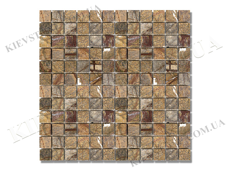 Мозаика из мрамора Bidasar Brown 2,3х2,3х0,6 см полированная KievStone