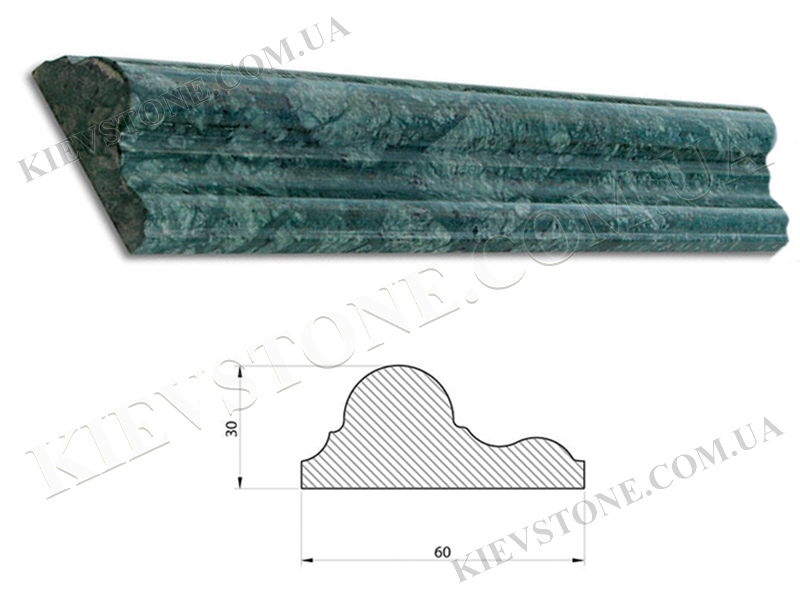 Marble molding INDIAN GREEN 30,5x6x3 cm polished KievStone