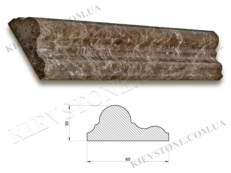 Marble molding Emperador Dark 30,5x6x3 cm polished KievStone