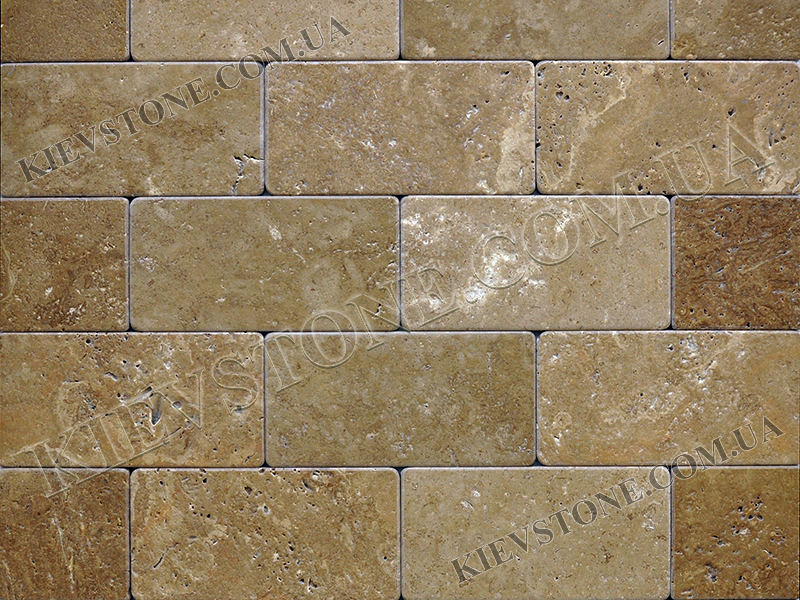 Travertine tumbled, brown 10*20*1 сm KievStone