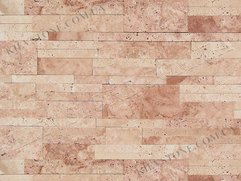 Travertine brushed mix, pink 2.5,5,10xLx1.2cm KievStone