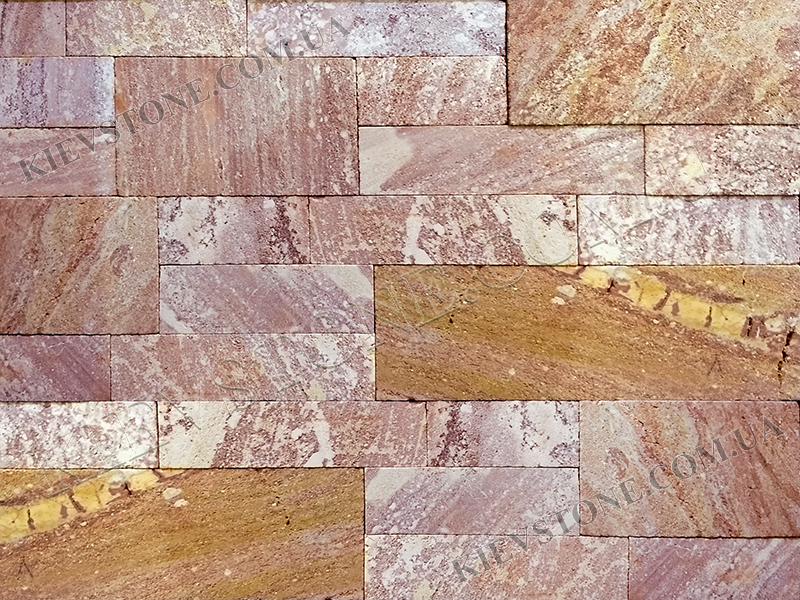 Липарит розовый Микс шлифованный 4хL, 8хL см KievStone