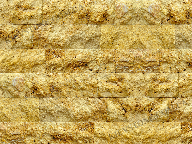 Travertine split, yellow 9.8хLх3 сm KievStone