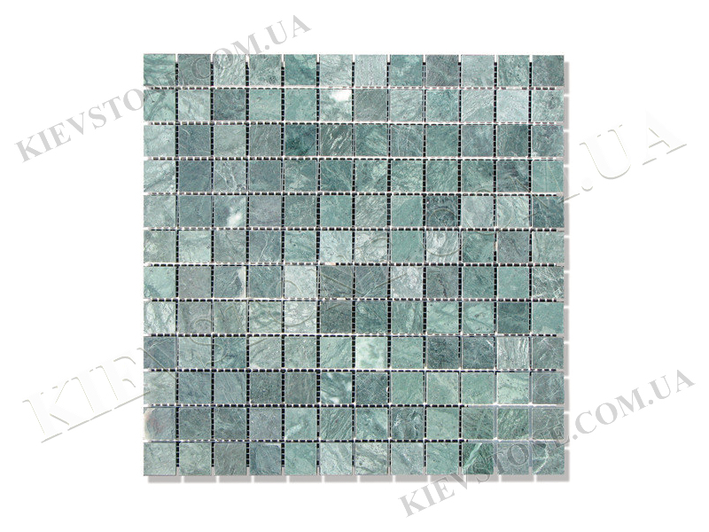 Мозаика из мрамора Indian Green 2,3х2,3х0,6 см окатанная KievStone
