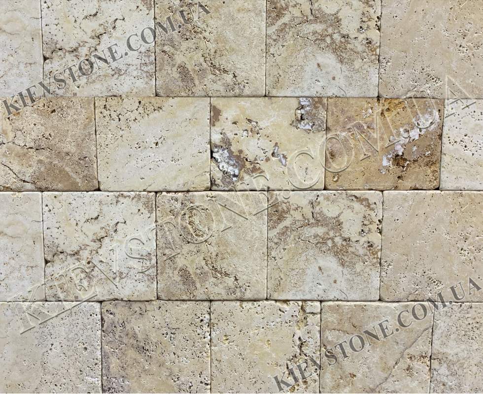 Travertine tumbled, yellow  10х10х1 cm KievStone