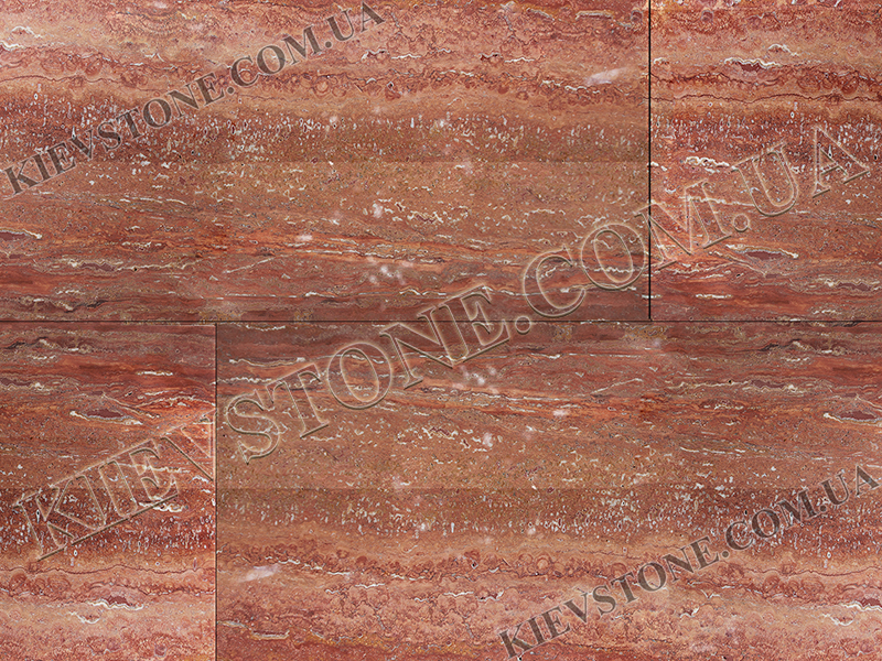 Travertine filled, polished, red 30х60х2сm KievStone