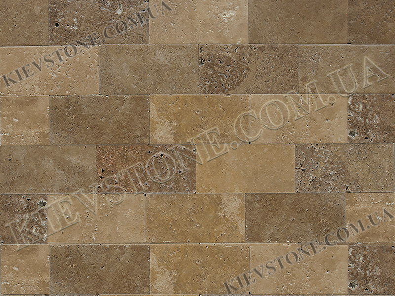 Travertine brushed, brown 7.5x15x1сm KievStone