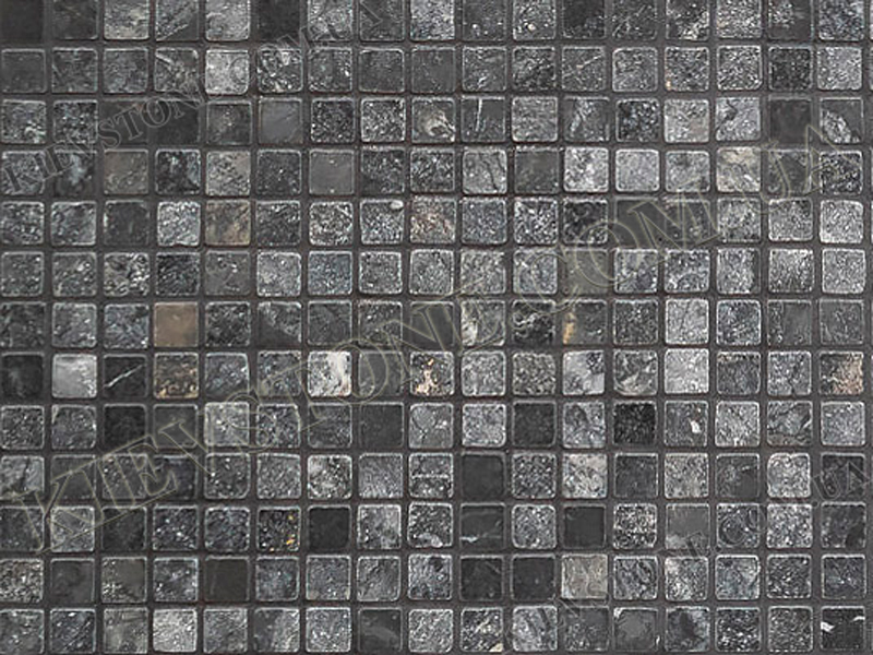 Marble mosaic Black 1,5х1,5х1сm tumbled KievStone