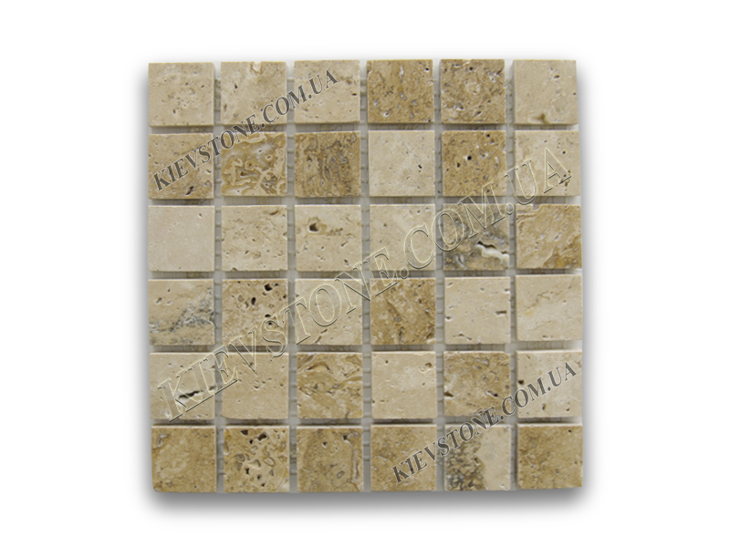 Travertine mosaic 2,3х2,3х0,6 сm brushed KievStone