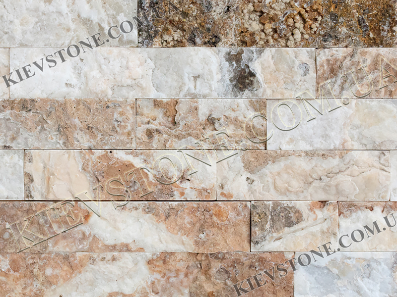 Travertine split, pink 5хLх2 сm KievStone