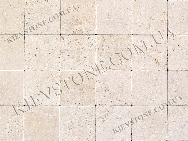 Travertine tumbled, beige 15х15х1 сm KievStone