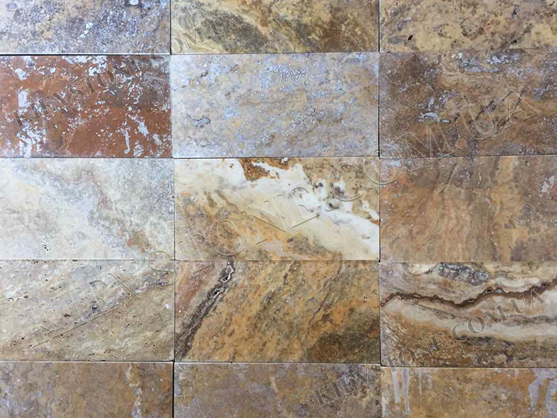 Travertine brushed. multicolor  15.2x30.5x1.2cm KievStone