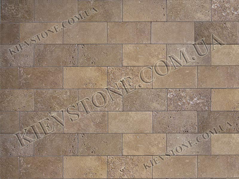 Travertine brushed, brown 7.5x15x1cm KievStone