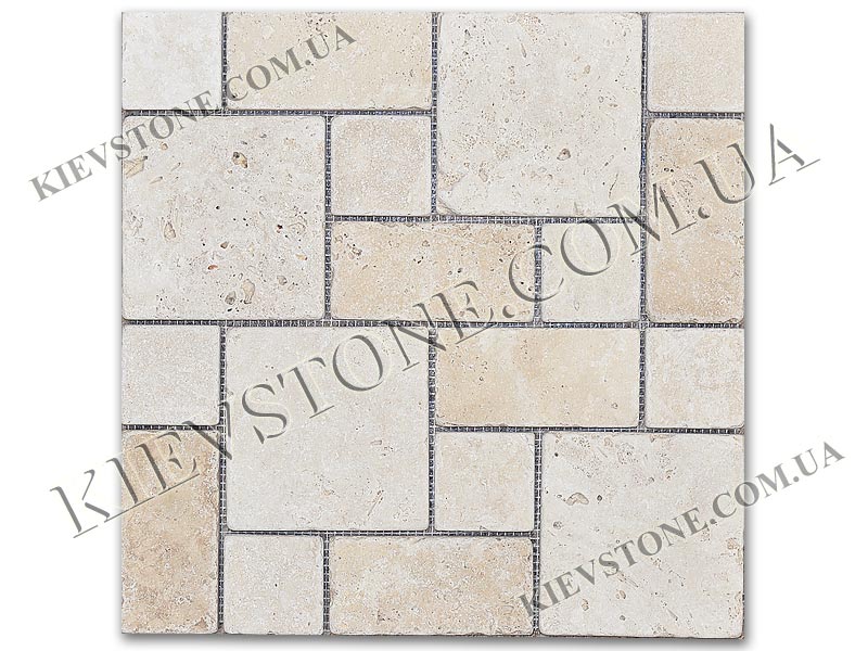 Travertine mosaic Set 5x5, 5x7,5, 7,5x7,5x1 см tumbled KievStone