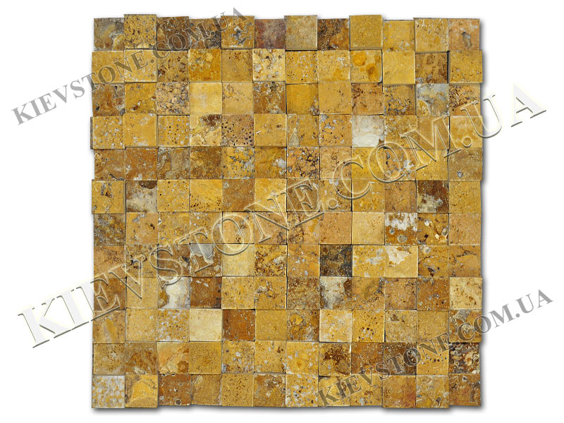 Travertine mosaic yellow 2,3х2,3х1-2 см split fase KievStone