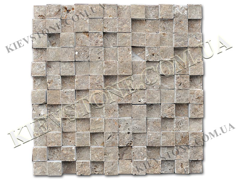 Travertine mosaic grey 2,3х2,3х1-2 см split fase KievStone