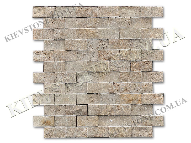 Travertine mosaic сірого 4,8х2,3х1,2-2 сm split fase KievStone