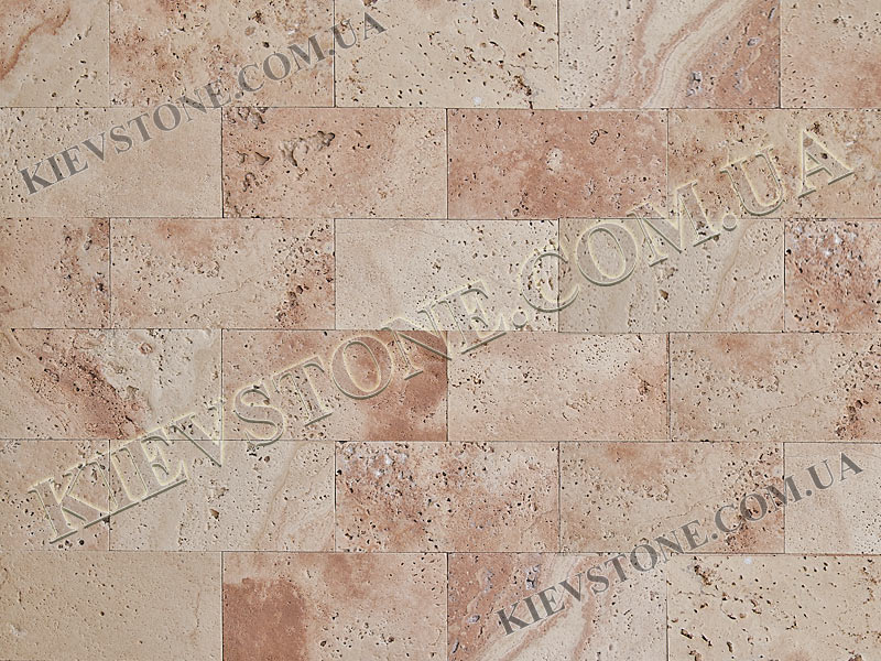 Travertine brushed, pink 10x20x1сm KievStone